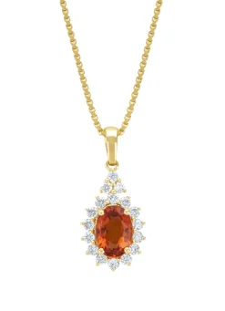 Diamond Point Losse Hangers|Geelgouden Bruidssieraden<Geelgouden hanger, 1.00 ct oranje saffier ( bew, Eden