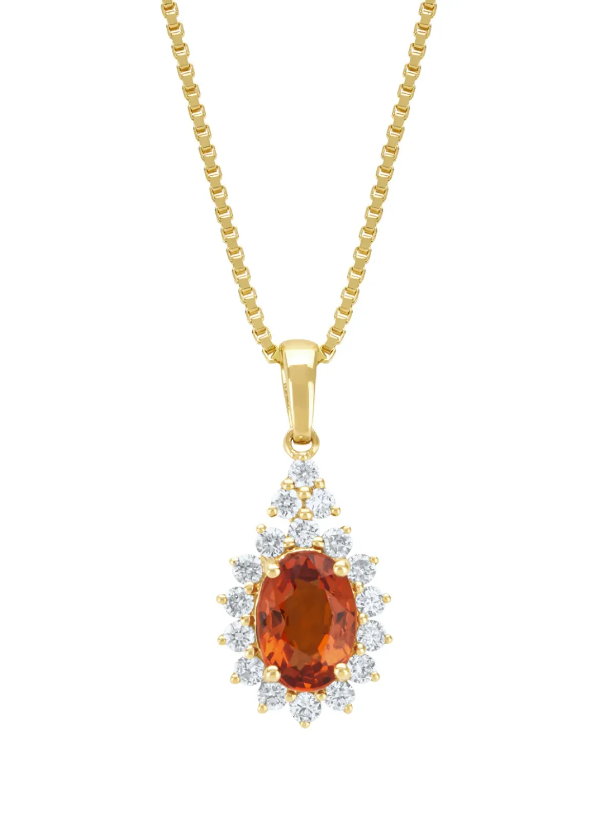 Diamond Point Losse Hangers|Geelgouden Bruidssieraden<Geelgouden hanger, 1.00 ct oranje saffier ( bew, Eden