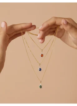 Diamond Point Losse Hangers|Geelgouden Bruidssieraden<Geelgouden hanger, 1.00 ct oranje saffier ( bew, Eden