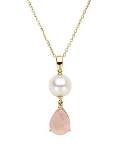 Diamond Point Losse Hangers|Geelgouden Bruidssieraden<Geelgouden hanger, 1.20 ct rozenkwarts, Rivièra
