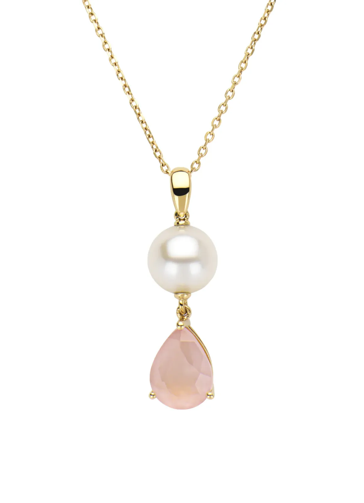 Diamond Point Losse Hangers|Geelgouden Bruidssieraden<Geelgouden hanger, 1.20 ct rozenkwarts, Rivièra