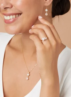 Diamond Point Losse Hangers|Geelgouden Bruidssieraden<Geelgouden hanger, 1.20 ct rozenkwarts, Rivièra