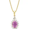 Diamond Point Losse Hangers|Geelgouden Bruidssieraden<Geelgouden hanger, 1.00 ct roze saffier, Eden