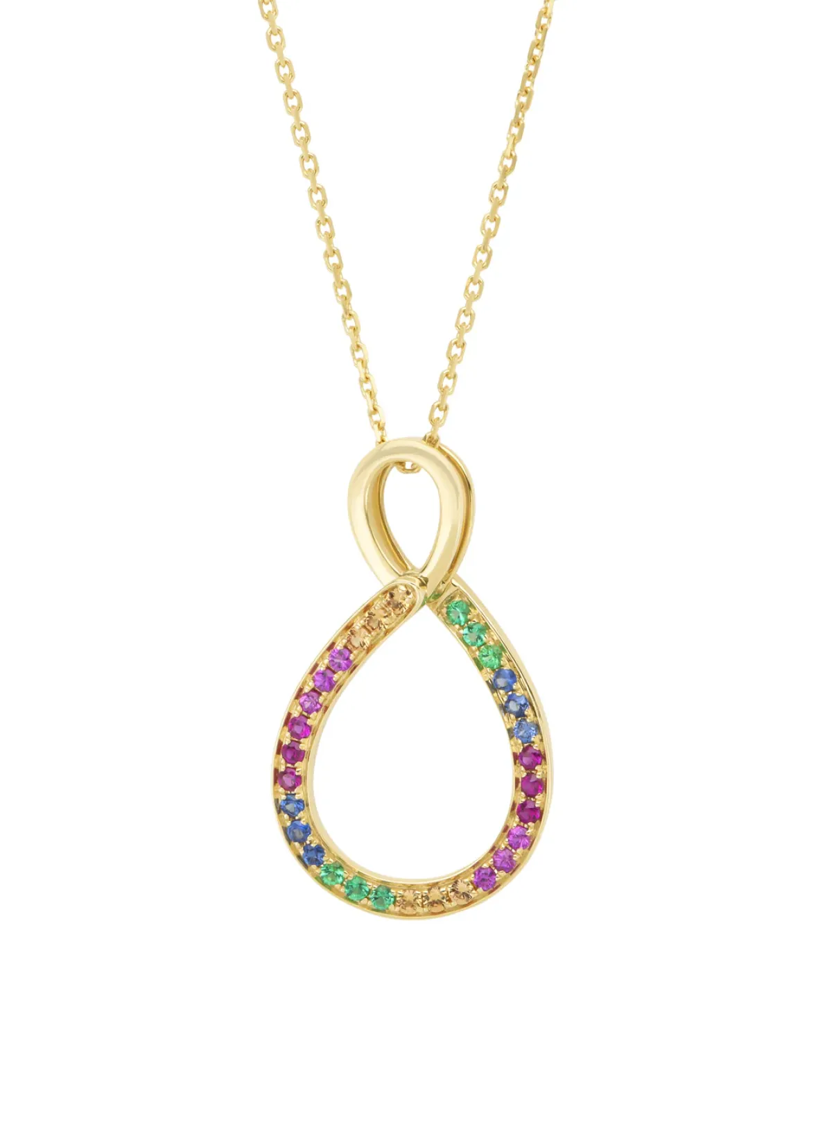 Diamond Point Losse Hangers|Geelgouden Bruidssieraden<Geelgouden hanger, 0.07 ct roze saffier, Ensemble