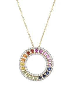 Diamond Point Losse Hangers|Geelgouden Bruidssieraden<Geelgouden hanger, 1.55 ct saffier, Ensemble