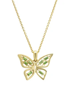 Diamond Point Losse Hangers|Geelgouden Bruidssieraden<Geelgouden hanger, 0.16 ct tsavoriet, Butterfly Kisses
