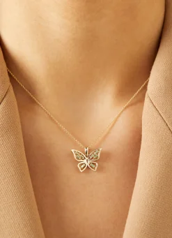 Diamond Point Losse Hangers|Geelgouden Bruidssieraden<Geelgouden hanger, 0.16 ct tsavoriet, Butterfly Kisses