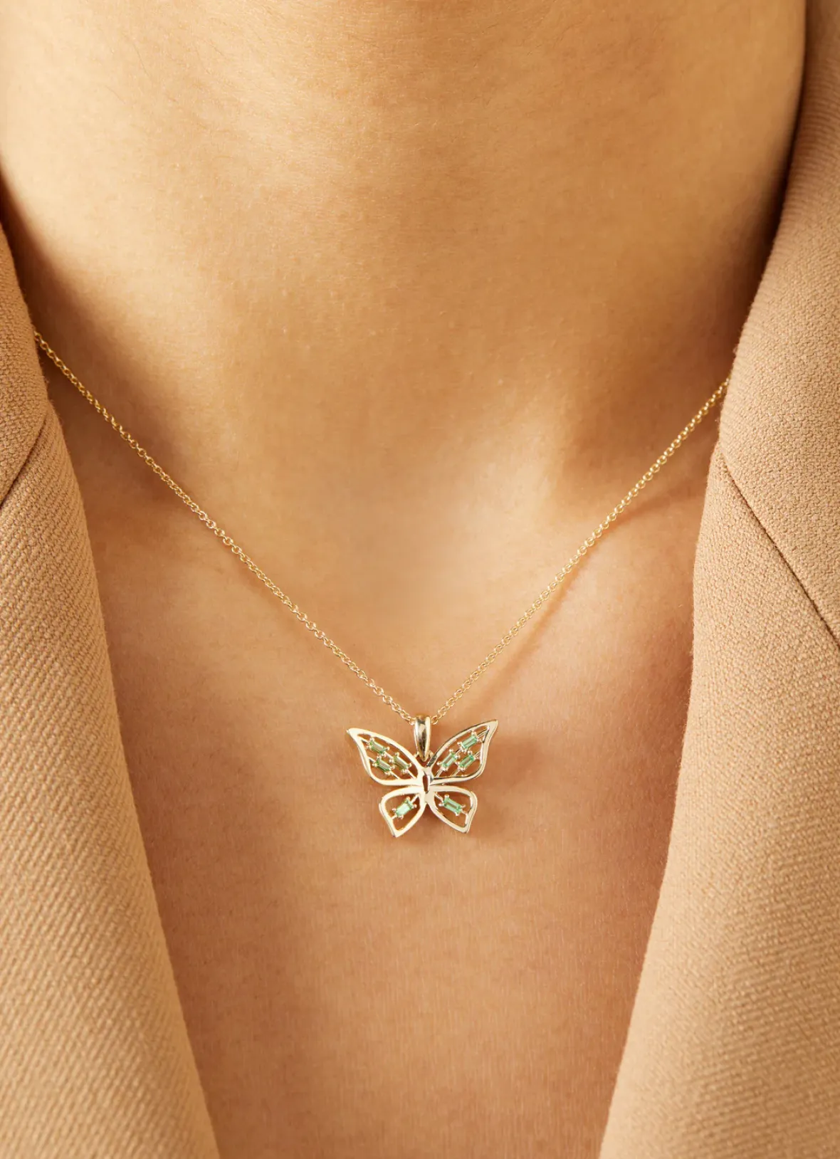 Diamond Point Losse Hangers|Geelgouden Bruidssieraden<Geelgouden hanger, 0.16 ct tsavoriet, Butterfly Kisses