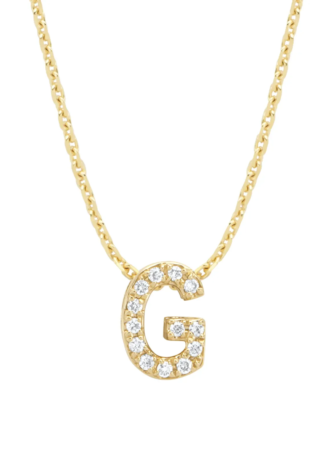 Diamond Point Letter Hangers|Losse Hangers<Geelgouden hanger G, 0.05 ct diamant, Alphabet