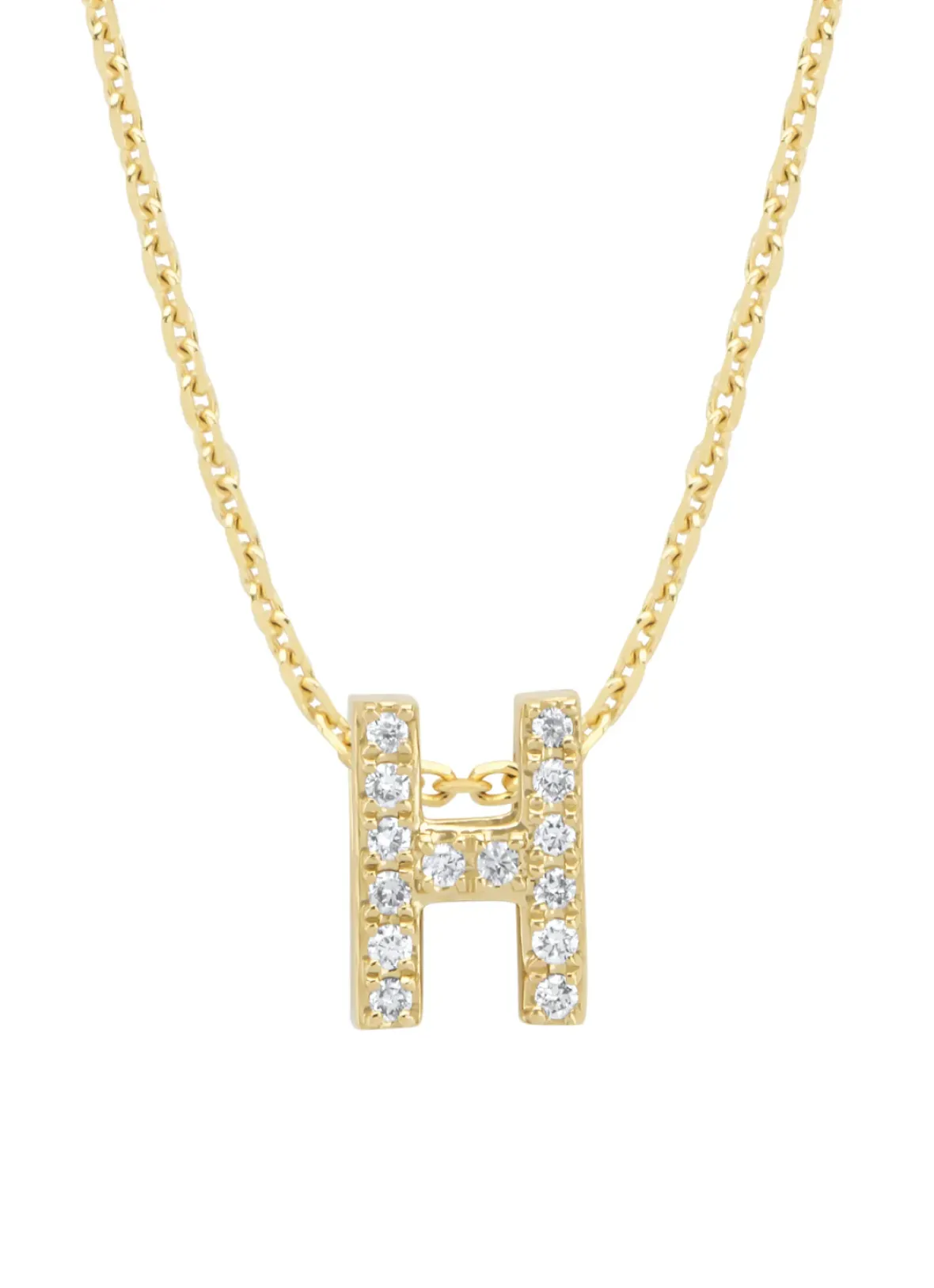 Diamond Point Letter Hangers|Losse Hangers<Geelgouden hanger H, 0.05 ct diamant, Alphabet