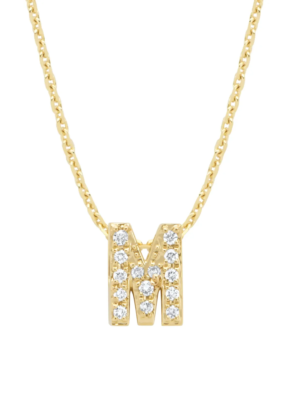 Diamond Point Letter Hangers|Losse Hangers<Geelgouden hanger M, 0.06 ct diamant, Alphabet