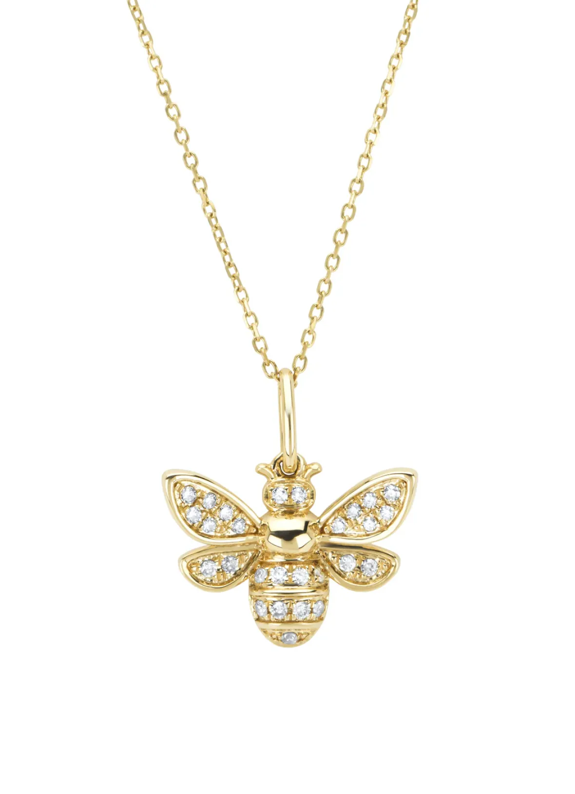 Diamond Point Geelgouden Colliers|Diamanten Colliers<Geelgouden hanger met collier, 0.12 ct diamant, Queen Bee