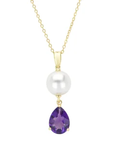 Diamond Point Geelgouden Colliers|Colliers Met Kleurstenen<Geelgouden hanger met collier, 0.82 ct paarse amethist, Rivièra