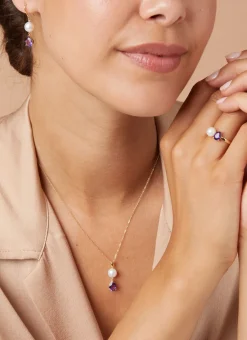 Diamond Point Geelgouden Colliers|Colliers Met Kleurstenen<Geelgouden hanger met collier, 0.82 ct paarse amethist, Rivièra