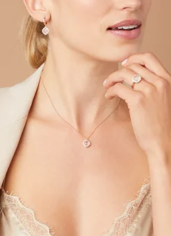 Diamond Point Geelgouden Colliers|Colliers Met Kleurstenen<Geelgouden hanger met collier, 1.74 ct roze kwarts, Fiësta