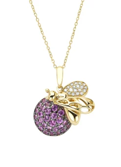 Diamond Point Geelgouden Colliers|Colliers Met Kleurstenen<Geelgouden hanger met collier, 0.58 ct roze saffier, Queen Bee