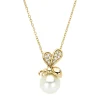 Diamond Point Geelgouden Colliers|Parelkettingen<Geelgouden hanger met collier, 2.50 ct zoetwaterparel, Queen Bee
