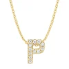 Diamond Point Letter Hangers|Losse Hangers<Geelgouden hanger P, 0.05 ct diamant, Alphabet