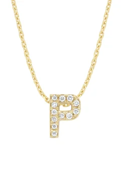 Diamond Point Letter Hangers|Losse Hangers<Geelgouden hanger P, 0.05 ct diamant, Alphabet