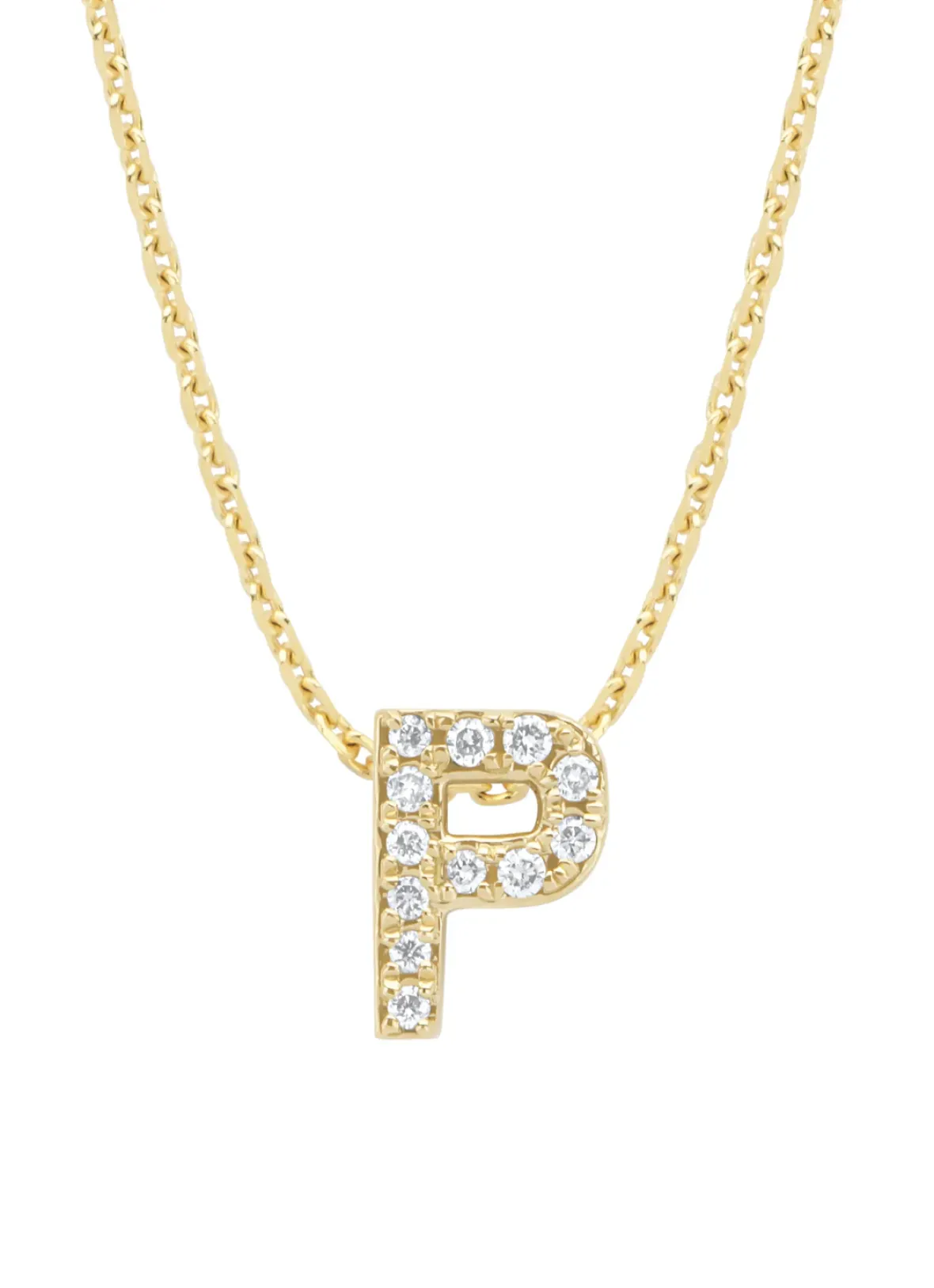 Diamond Point Letter Hangers|Losse Hangers<Geelgouden hanger P, 0.05 ct diamant, Alphabet