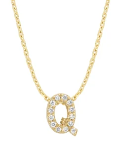 Diamond Point Letter Hangers|Losse Hangers<Geelgouden hanger Q, 0.05 ct diamant, Alphabet
