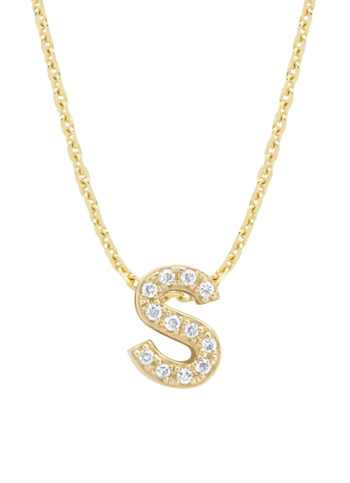 Diamond Point Letter Hangers|Losse Hangers<Geelgouden hanger S, 0.04 ct diamant, Alphabet