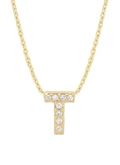 Diamond Point Letter Hangers|Losse Hangers<Geelgouden hanger T, 0.04 ct diamant, Alphabet