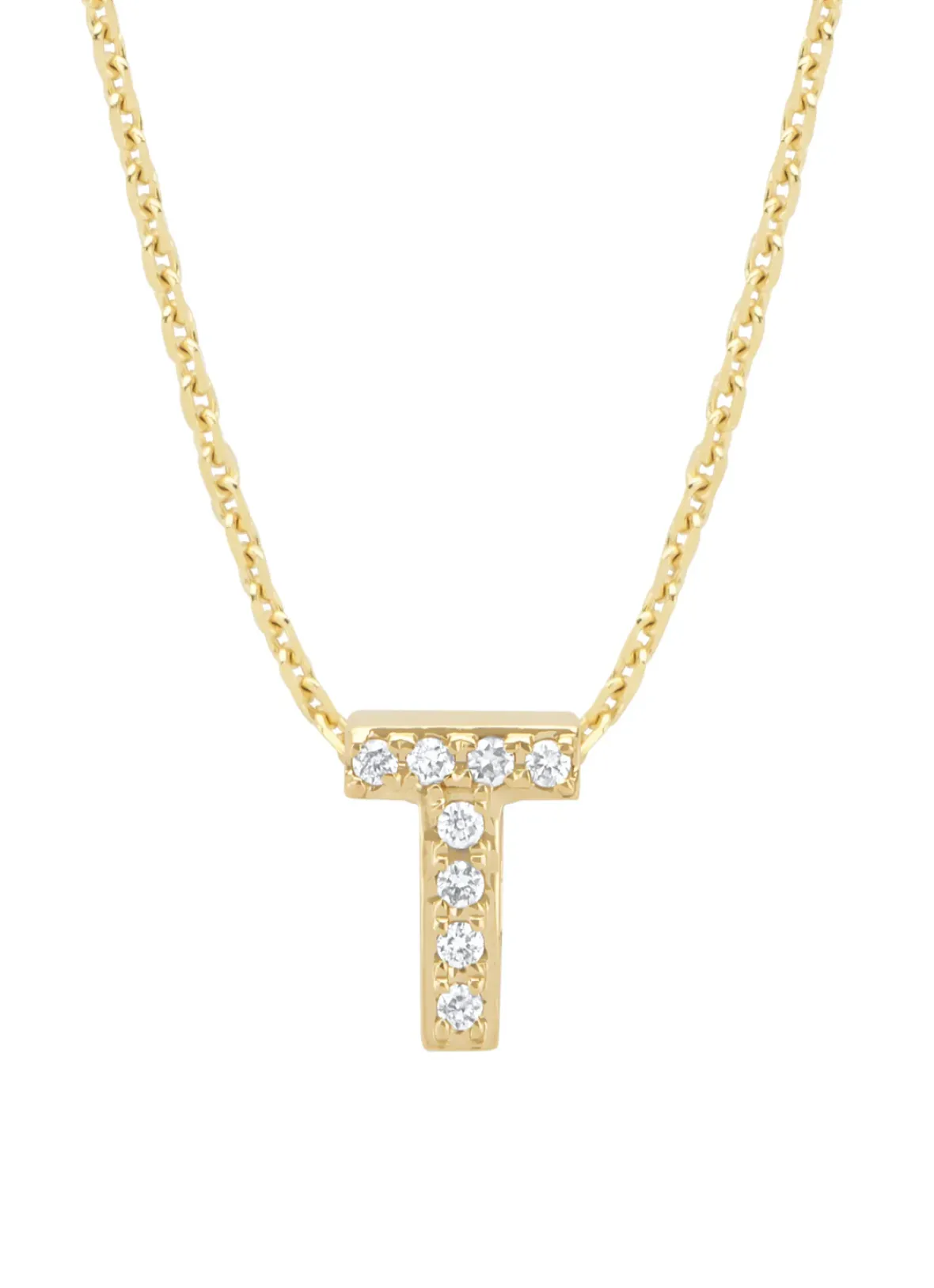 Diamond Point Letter Hangers|Losse Hangers<Geelgouden hanger T, 0.04 ct diamant, Alphabet