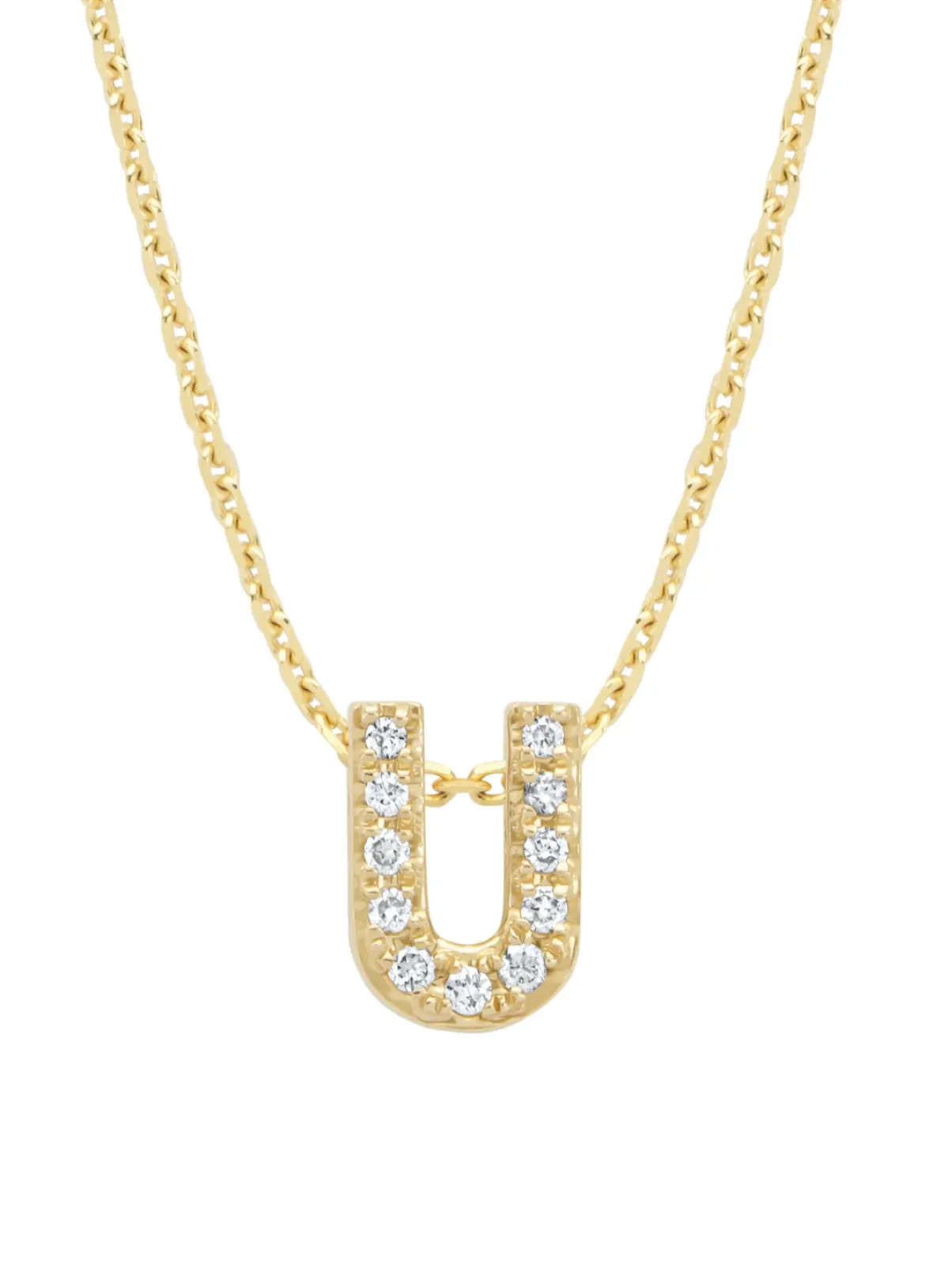 Diamond Point Letter Hangers|Losse Hangers<Geelgouden hanger U, 0.05 ct diamant, Alphabet