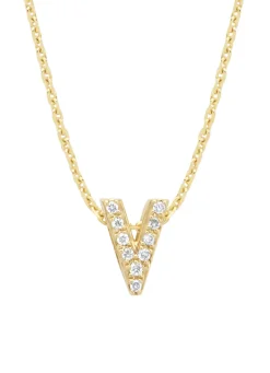 Diamond Point Letter Hangers|Losse Hangers<Geelgouden hanger V, 0.04 ct diamant, Alphabet