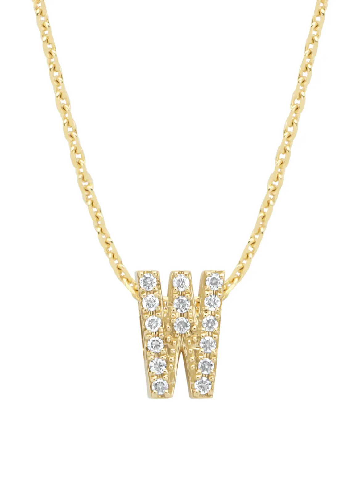 Diamond Point Letter Hangers|Losse Hangers<Geelgouden hanger W, 0.05 ct diamant, Alphabet