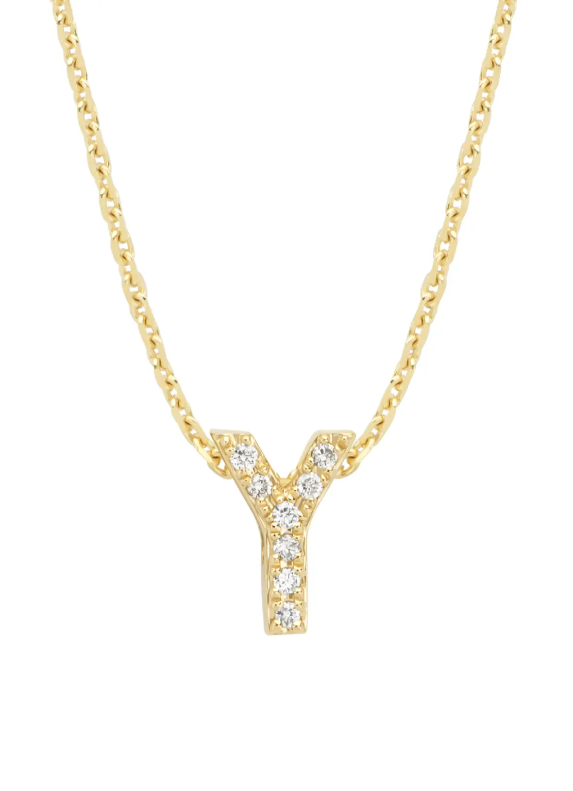 Diamond Point Letter Hangers|Losse Hangers<Geelgouden hanger Y, 0.03 ct diamant, Alphabet