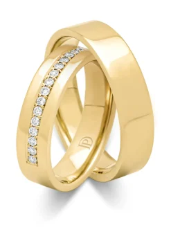 Diamond Point Geelgouden Ringen|Trouwringen Voor Mannen<Geelgouden 14 kt trouwring, Wedding