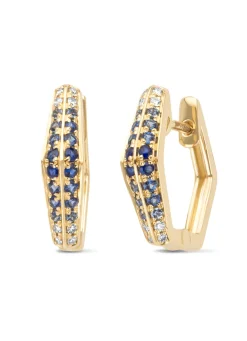 Diamond Point Geelgouden Oorsieraden|Oorsieraden Met Kleurstenen<Geelgouden oorsieraden, 0.30 ct blauwe saffier, Ensemble
