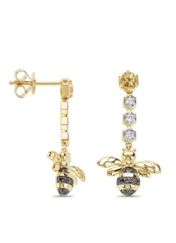 Diamond Point Geelgouden Oorsieraden|Oorsieraden Met Kleurstenen<Geelgouden oorsieraden, 0.20 ct citrien, Queen Bee