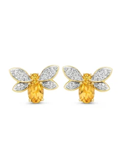 Diamond Point Geelgouden Oorsieraden|Oorsieraden Met Kleurstenen<Geelgouden oorsieraden, 1.55 ct citrien, Queen Bee