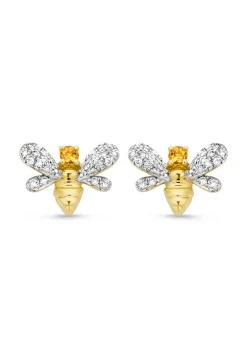 Diamond Point Geelgouden Oorsieraden|Oorsieraden Met Kleurstenen<Geelgouden oorsieraden, 0.07 ct citrien, Queen Bee