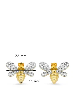 Diamond Point Geelgouden Oorsieraden|Oorsieraden Met Kleurstenen<Geelgouden oorsieraden, 0.07 ct citrien, Queen Bee