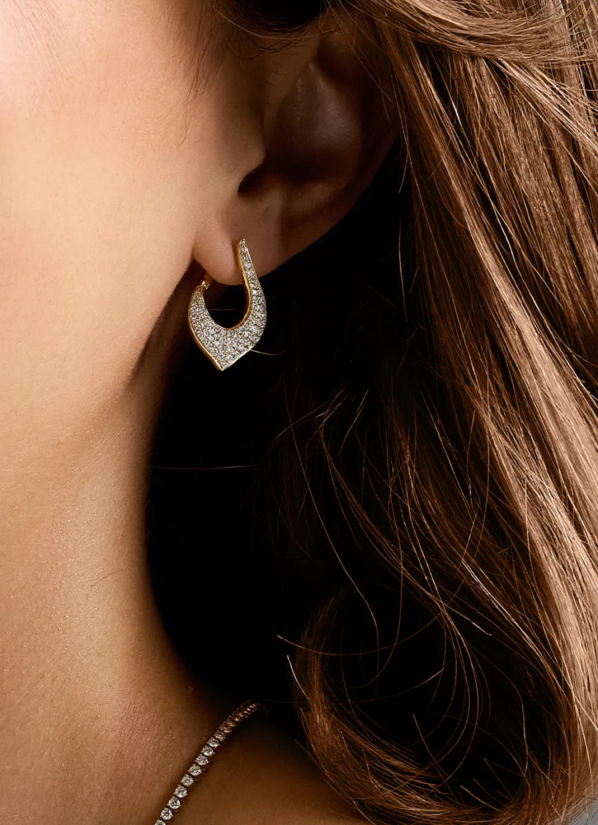 Diamond Point Geelgouden Oorsieraden|Diamanten Oorsieraden<Geelgouden oorsieraden, 1.10 ct diamant, Caviar