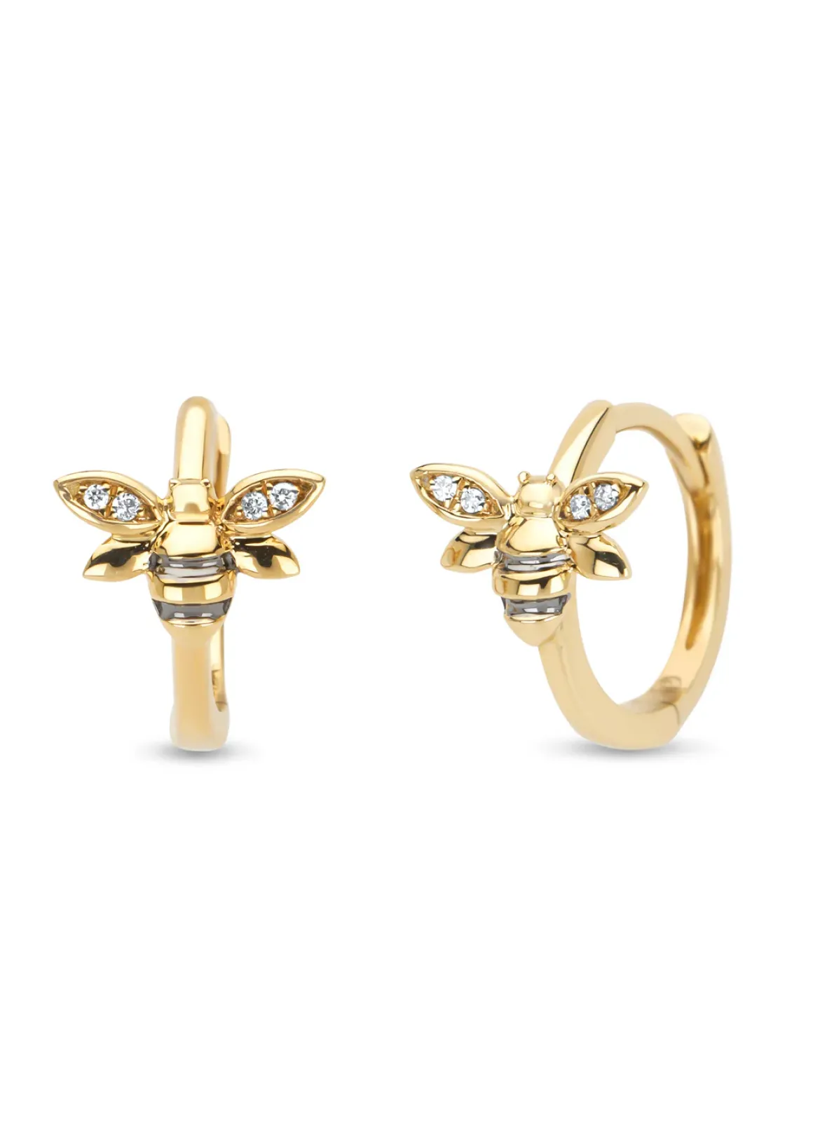 Diamond Point Geelgouden Oorsieraden|Diamanten Oorsieraden<Geelgouden oorsieraden, 0.02 ct diamant, Queen Bee