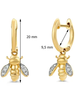 Diamond Point Geelgouden Oorsieraden|Diamanten Oorsieraden<Geelgouden oorsieraden, 0.08 ct diamant, Queen Bee