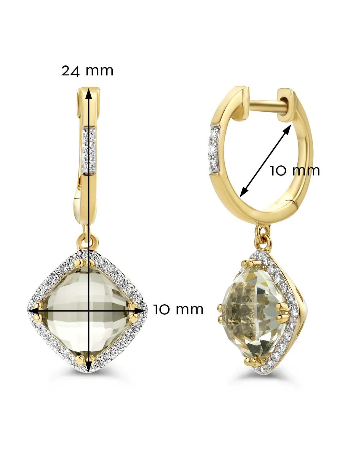 Diamond Point Oorsieraden Met Kleurstenen|Geelgouden Oorsieraden<Geelgouden oorsieraden, 3.26 ct groene amethist, Fiësta