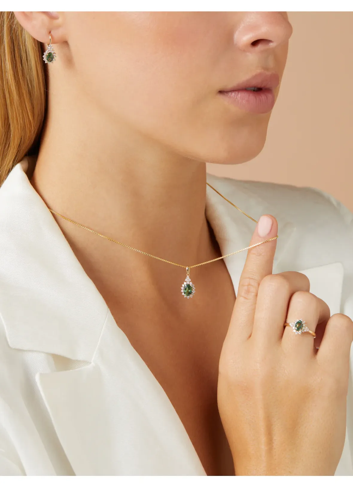 Diamond Point Geelgouden Oorsieraden|Oorsieraden Met Kleurstenen<Geelgouden oorsieraden, 1.21 ct groene saffier, Eden