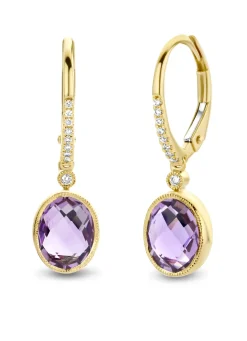Diamond Point Geelgouden Oorsieraden|Oorsieraden Met Kleurstenen<Geelgouden oorsieraden, 2.46 ct paarse amethist, Philosophy