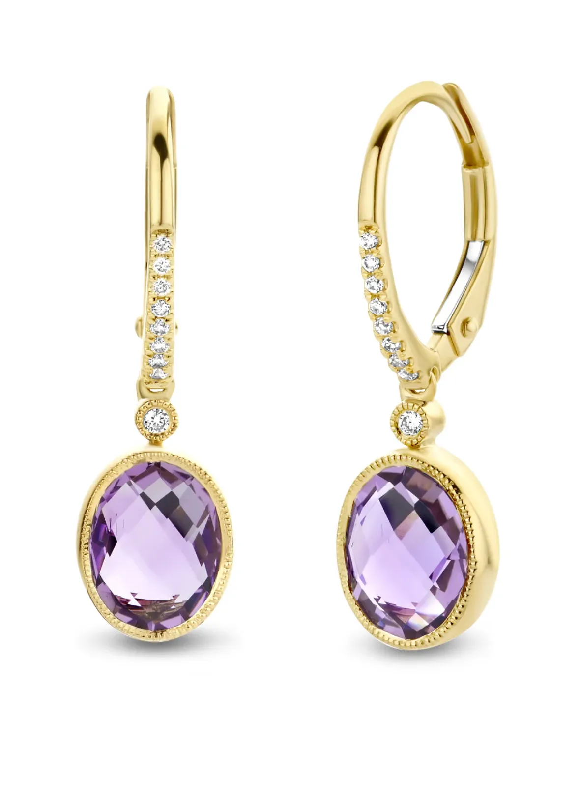 Diamond Point Geelgouden Oorsieraden|Oorsieraden Met Kleurstenen<Geelgouden oorsieraden, 2.46 ct paarse amethist, Philosophy