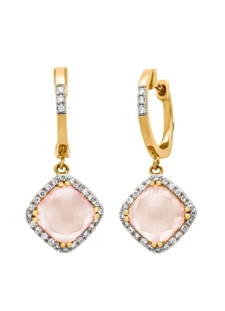 Diamond Point Geelgouden Oorsieraden|Oorsieraden Met Kleurstenen<Geelgouden oorsieraden, 3.39 ct rozenkwarts, Fiësta