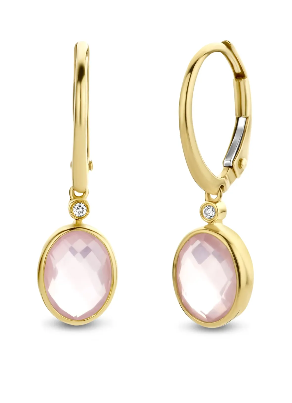 Diamond Point Geelgouden Oorsieraden|Oorsieraden Met Kleurstenen<Geelgouden oorsieraden, 2.38 ct rozenkwarts, Philosophy