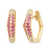 Diamond Point Geelgouden Oorsieraden|Oorsieraden Met Kleurstenen<Geelgouden oorsieraden, 0.30 ct roze saffier, Ensemble