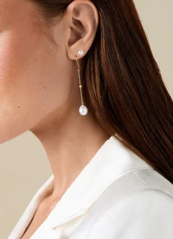 Diamond Point Geelgouden Oorsieraden|Parel Oorsieraden<Geelgouden parel oorsieraden Rivièra