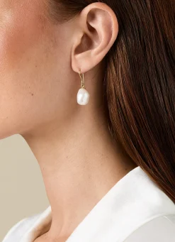 Diamond Point Geelgouden Oorsieraden|Parel Oorsieraden<Geelgouden parel oorsieraden Rivièra